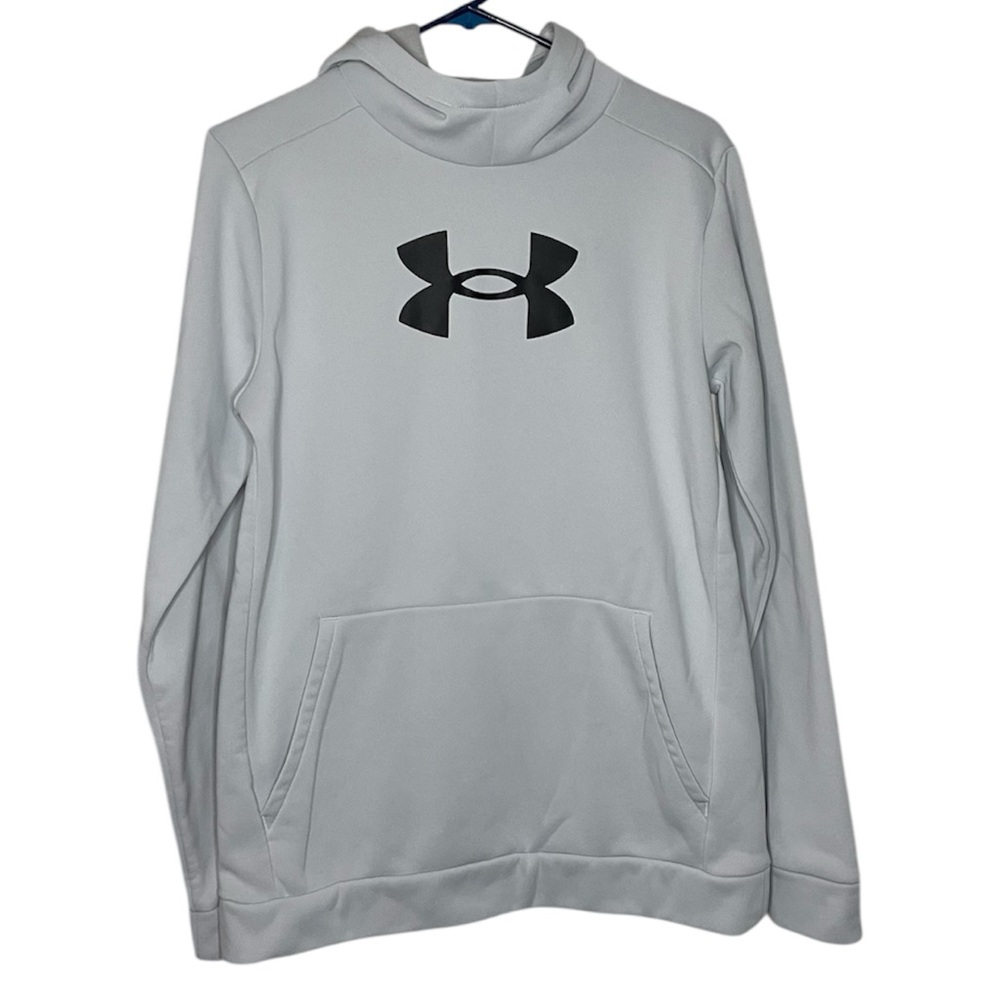 Under Armour Halo Gray Big Logo Armour Fleece Loose Fit Hoodie-Youth XL